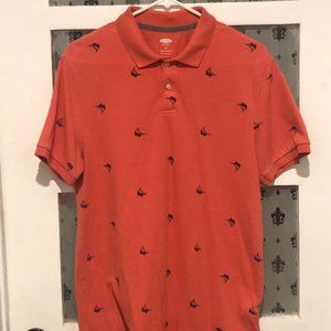 Salmon Polo shirt with Swordfish